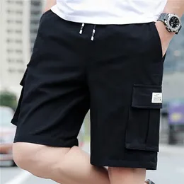 Men's Shorts Cotton Men Cargo Casual Short Pants Khaki Cropped Drawstring For Big Pockets Running Fashion