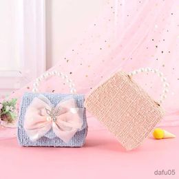 Handbags Princess Crown Shoulder Bag Shinny Crystal Canvas Crossbody Bags Kid Lace Square Pocket Detachable Chain Handbag R231023