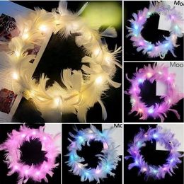 Light Up Fash Feathers Wreath Glow Flowers Headbands Scarves Wedding Party Decoration Birthday Christmas Gift