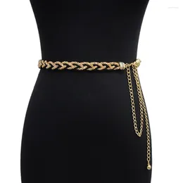 Belts Ladies Sweet Metal Chain Belt Double Sided Available Women's Fashion Accessories Suit Small With Sweater Shirt