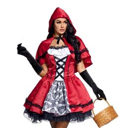 Halloween Costume Women Designer Cosplay Costume Halloween Costume Adult Fairy Tales Role Play Costume Print Little Red Hat Costume