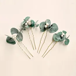Decorative Flowers Handmade Hair Pins Dried Real Eucalyptus Leaves Bridal Greenery Boho Wedding Decorations Eucalyptu Pearl Pin