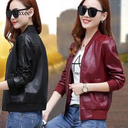 Women's Leather Jacket Female Plus Large Size Big Motorcycle Mber Coat Women Oversize Biker Lady Outwear Spring Short 4Xl