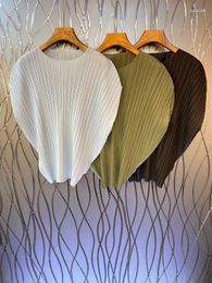 Women's T Shirts 2023 Women Fashion Crew Neck Solid Colour Decorative Pleated Irregular Bat Shawl Top 0803