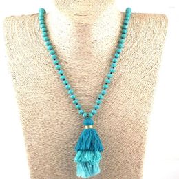 Pendant Necklaces Fashion Bohemian Tribal Jewellery Glass Crystal Long Knotted 3 Colour Tassel Necklace