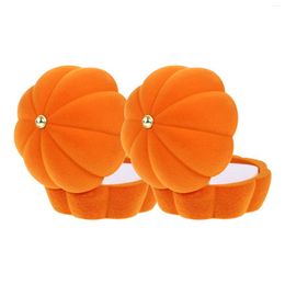 Jewelry Pouches 2 Pcs Pumpkin Box Pearl Choker Storage Case Necklace Ring Holder Sponge Miss