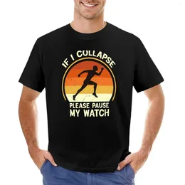 Polo da uomo Se crollo per favore metti in pausa il mio orologio Correndo Corri e T-shirt T-shirt vintage Camicie da allenamento nere per uomo