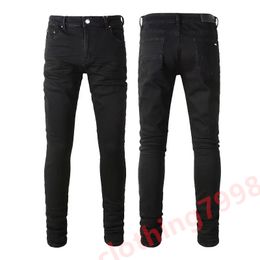 Purple Jeans Designer Jeans Mens Jeans Men Knee Skinny Straight Size 28-40 Motorcycle Trendy Long Straight Hole High Street Denim Wholesale 2 Pieces 10% Off 41