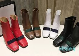 Scarpe col tacco Stivaletti in pelle Stivaletti neri Inverno Neve Tacco alto al ginocchio Marrone