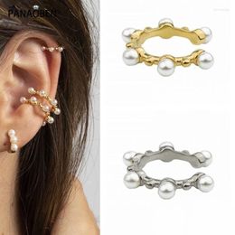 Backs Earrings PANAOBEN 925 Sterling Silver Ear Cuff For Women Clip Sense C-shaped Pearl No Piercing Snake Earings Earring Jewellery