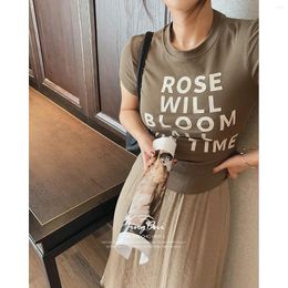 Women's T Shirts T-shirt Top Crop Fashion Woman Y2K Clothing 2023 Summer Korean Style Vintage Floral Blouse Short Sleeve Tees One Piece