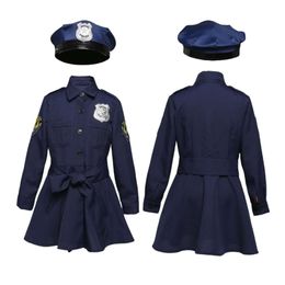 Halloween Costume Women Designer Cosplay Costume Halloween Children's Costume Cosplay Cute Police Uniform Girls Slim One-piece Long Sleeved Police Skirt