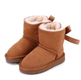 Leather Genuine Australia Kids Ankle Winter Snow Boots for Baby Shoes Warm Ski Toddler Boot Bailey 1 Bows Size417
