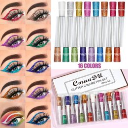 Kombinacja Shadowliner Eye 16 Kolory Profesjonalne makijaż Srebrny Rose Gold Płyn Glitter Eyeliner Zestaw Eyeliner B lśniące oka dla kobiet kosmetyki pigmentu oczu 231021