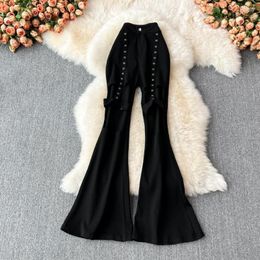 Women's Pants Women's 2023 Spring High-waisted Black Slimming Casual Drooping Big Flared Trousers All-match Women