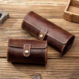 Card Holders Arrivals Leather Watch Case Three Round Buckle Bag Outdoor Convenient Type Couple Storage Box For Es