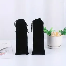 Storage Bags 10pc Mult-use Black Flannelette Bag Drawstring Pouch Selfie Stick Glasses Long 26x8cm
