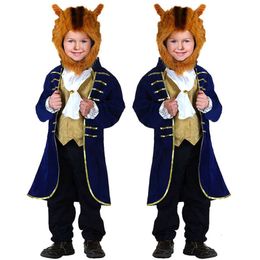 Cosplay Kids Beauty and the Beast Costume for Child Prince Adam Uniform Clothes Hat Suit Halloween Party Costumes