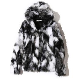 Men's Wool Blends Winter Warm Plus Fleece Faux Fur Fur Casual Mens Hooded Jacket Thick Boutique Fashionable Male Slim Coats Size S-5XL 231021