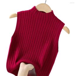 Women's Sweaters Women's Casual Tops Sleeveless Knit Sweater Autumn Bottoming Shirt Fashion Solid Slim Thin Women Elegant Blusas