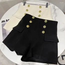 Women's Shorts PREPOMP 2023 Autumn Winter Arrival Double Breasted Metal Buttons Woollen Suit Women GL678