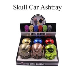 Skull Car Ashtray 76*120mm Electroplating Shell Open Cover Automatic Lighting Car Ashtrays Smoking Accessories