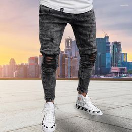 Men's Jeans Men's Black Skinny Ripped Men Pants Pencil Biker Casual Jogger Long Destroyed Hole Hip Hop Slim Fit Man Stretchy Jean