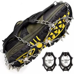 Mountaineering Crampons 10-Teeth Cleats Grippers Shoe Cover Winter Crampons Grip Boots Chain Climbing Mountaineering Crampons Ice Shoes Spike 231021