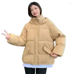 Women's Trench Coats Hooded 2023 Winter Parkas Short Down Cotton Coat Female Loose Thick Zipper Leisure Fashion Jackets