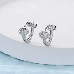 Hoop Earrings KOFSAC Cute Charm Double Shell For Women Fashion 925 Sterling Silver Jewellery Zircon Fan Sector Earring