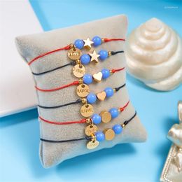Charm Bracelets 2Pcs Luminous Beads Star Heart Couple Bracelet For Women Men Handmade Adjustable Rope Matching Friendship Jewellery