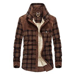 Men's designer Fleece Jackets men's Plush thickened warm Plaid Shirt coat European casual men's jacket