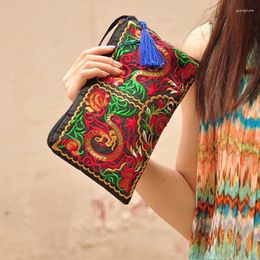 Wallets Women Ethnic National Retro Butterfly Flower Bags Handbag Coin Purse Embroidered Lady Clutch Tassel Small Flap Summer Sale