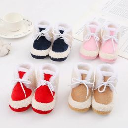 First Walkers Born Baby Cotton Boots Indoor Plus Velvet Warm Toddler Boy Girl Non-slip Ankle Winter Lace Up Shoes