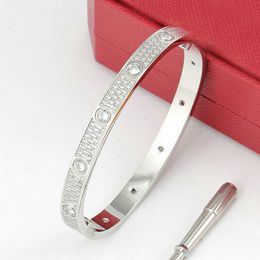 Stainless Steel Full Diamond Bracelet Design Women Men Chirstmas Bangle Bracelets Luxury Distance Jewelry Gift No Box I6NA