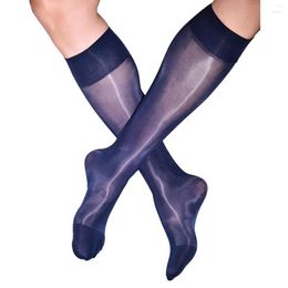 Men's Socks Men's 1 Pair Mens Glossy Stretchy Over-the-Calf See-Through Knee High Stockings Costume Accessories