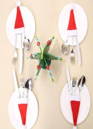 Cheap In Stock Santa Claus Christmas Mini Hat Indoor Dinner Spoon Forks Decorations Ornaments Xmas Craft Supply Party Favour Navida2609266