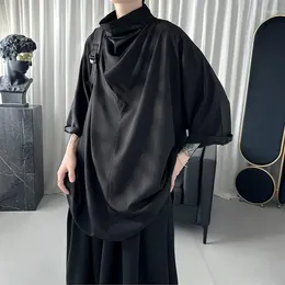 Men's T Shirts Y2k Black Harajuku Fashion Streetwear Punk Solid Color Techwear Clothing Gothic Hip Hop Anime Clothes