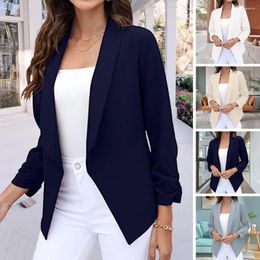 Women's Suits Lady Blazer Long Sleeve Open Stitch Cardigan Lapel Solid Colour Thin Loose Business Formal OL Commute Style Women Fall Offi