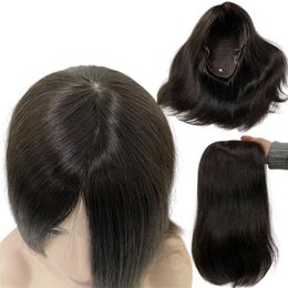 Jewish Wigs Mongolian Human Hair 4x4 Silk Top Full Handtied straight #1B Black Color Lace Jewish Wigs