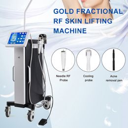 Facial RF Wrinkle Elimination Microneedle Pigment Treatment Skin Whitening Blood Vessel Removal Ice Hammer + Acne Remover Machine with 4 Needle Cartridges