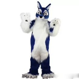 2024 Halloween blue Wolf Mascot Costume High Quality Cartoon theme character Carnival Adults Size Christmas Birthday Party Fancy Outfit