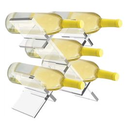 Tabletop Wine Racks Standing Countertop Rack 5 Bottles Holder Transparent Modern Organizer Lattice Stand for Champagne Cabinets 231023