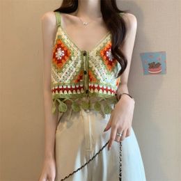 Camisoles Tanks knit Women ' s Summer French Vintage Sexy Babes Sleeveless Short Thai Tank Top Crop Top Women 231023