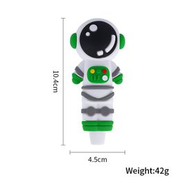 New Arrival Cartoon Astronaut Silicone Pipe With Glass Bowl Accessories 6 Colours Box Package