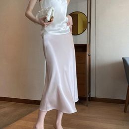 Skirts A-line Long Skirt 2023 Spring Acetate Temperament Elegant Satin High Waist