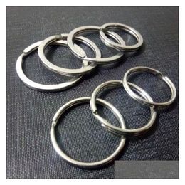 Keychains Lanyards Wholesale Metal Key Ring Creative Stainless Steel Round/Flat 20Mm/25Mm/28Mm/30Mm/32Mm For Diy Accessories Drop De Dhwxb