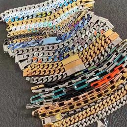 Designer Cuban Titanium Steel Bracelet Chain With Diamonds Hip Hop Couple Bracelets Personality Chains Fashion Jewelry For Men Women Holiday Gift