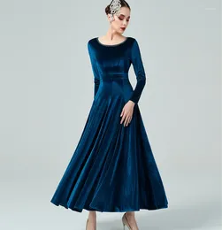 Stage Wear Waltz Ballroom Competition Dress Solid Velvet Practise Dance Costume Performance Outfits Evening Party Gowns
