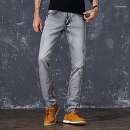 Men's Jeans Men's Vintage 2023 Fashion Designer Clothing Bleached Straight Leg Denim Pants Grey Cowboy Trousers Male Old Retro Clothes